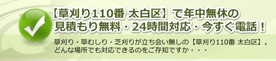 【草刈り110番 太白区】宮城県仙台市で年中無休・24時間電話対応・見積もり無料！